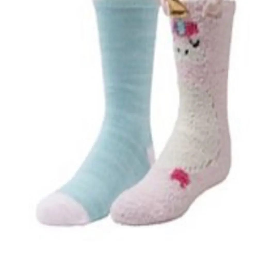 Cuddl Duds Girls Shoe Size 4-10 Lounge Crew Slipper Socks Total 4 Pr